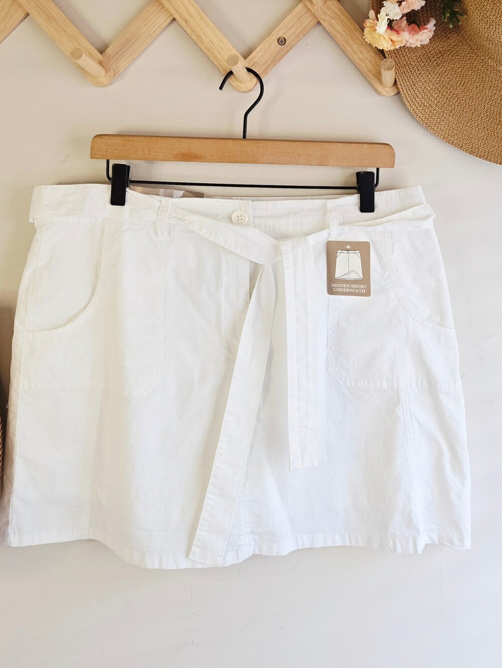 White Stag White Cotton Belted Mini Skort